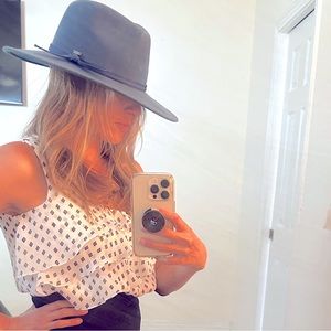 Ruffle Blouse fitted to stomach for high waist pants or skirt. Barely worn